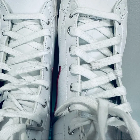 File Varallo White High Top Leather Sneakers Size 10 - Picture 8 of 10